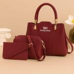 Women's Pink Rexine 3-Piece Handbag Set