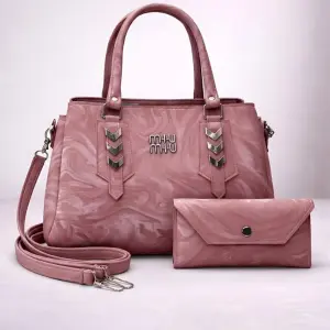 Women's Leather Plain Hand Bag Set