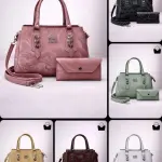 Women's Leather Plain Hand Bag Set