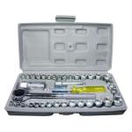 40 Pcs Socket Wrench Set – Stainless Steel Ratchet Tool Kit 1/4 & 3/8 Drive for Car Repair & Home DIY